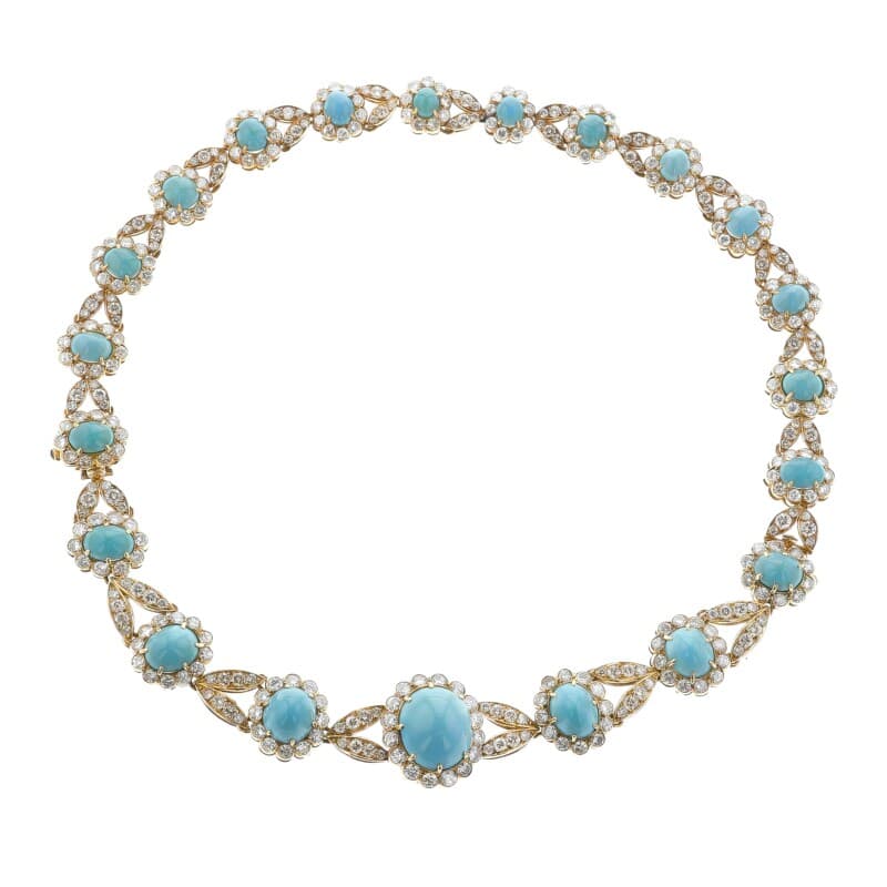 Van Cleef & Arpels Vintage Gold, Turquoise and Diamond Convertible Necklace
