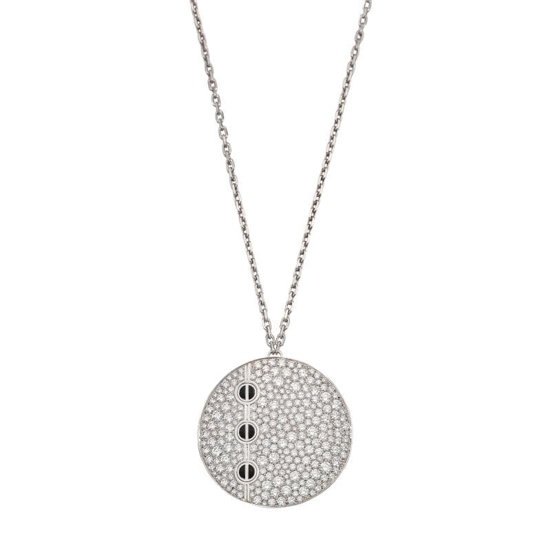 Cartier White Gold, Diamond and Black Ceramic 'Love' Pendent Necklace