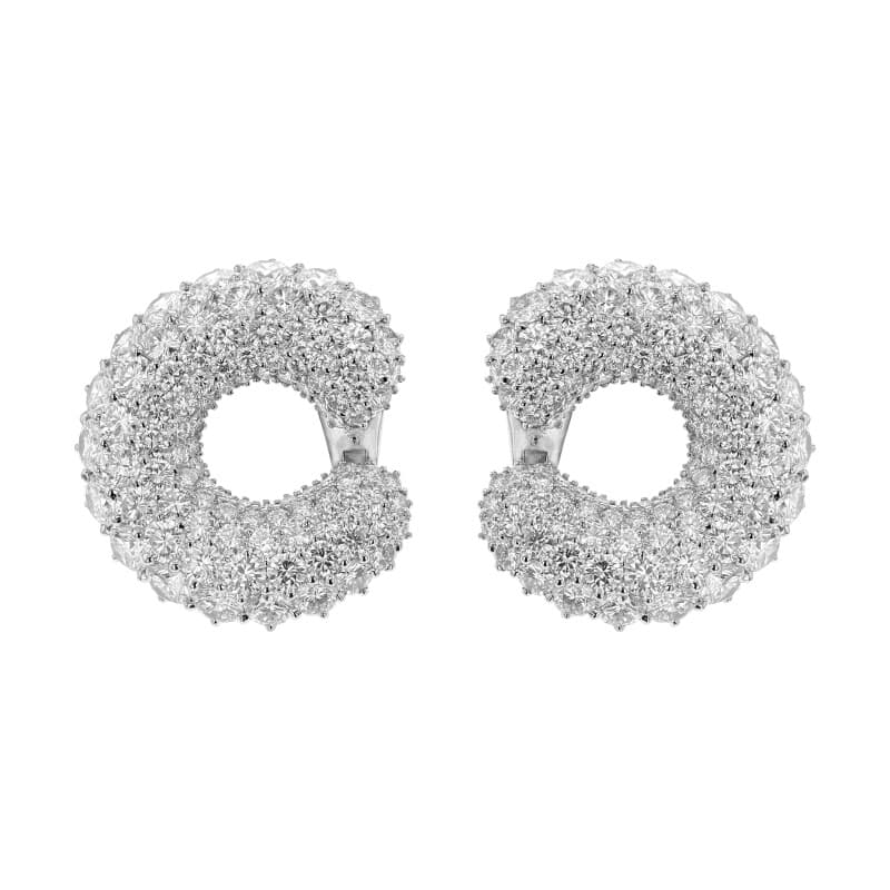 Cartier Platinum, White Gold and Diamond Circular Earclips