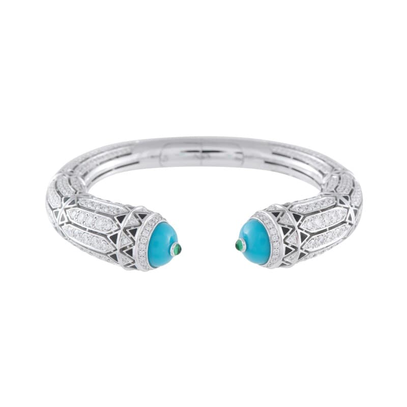 Cartier White Gold, Turquoise, Emerald, Blacker Lacquer and Diamond Géometrie & Contrastes