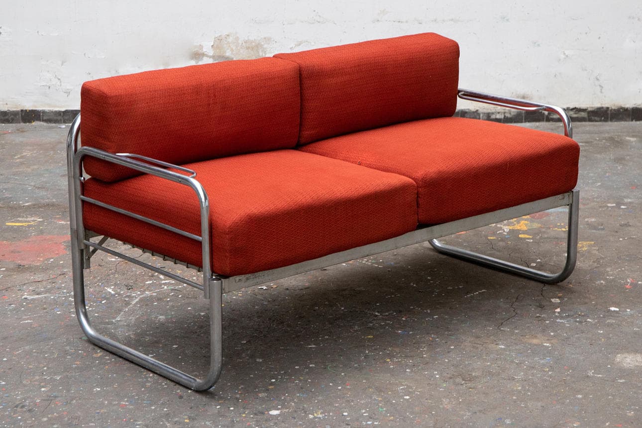 FRANZ SINGER. Metz &amp; Co., tubular steel sofa / daybed (30-226).