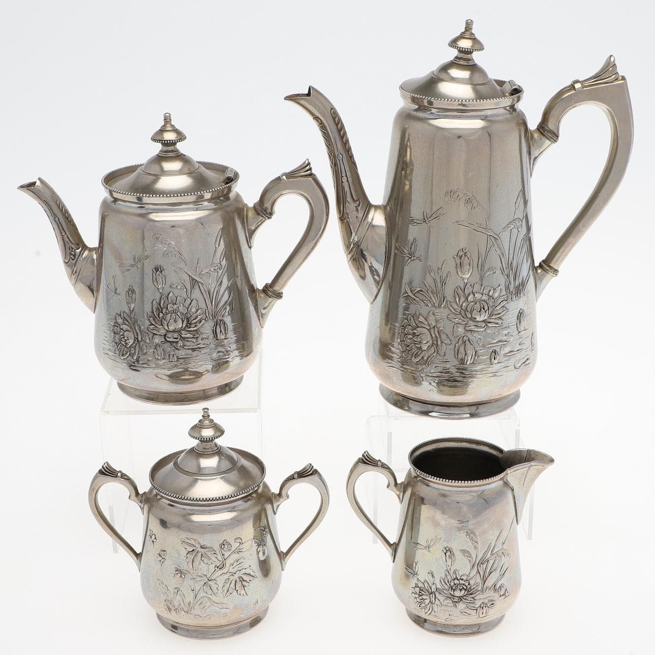 A four-piece tea/coffee tableware set, Gerhardi &amp; Co 1710, 20th century.