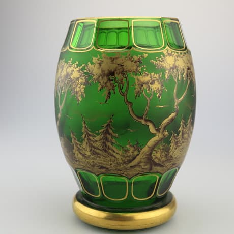 MOSER VASE 24K GOLD HANDPAINTED.