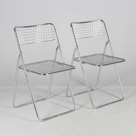 FOLDING CHAIRS, a pair, "Tednet", chrome, Niels Gammelgaard, IKEA, second half of the 20th century.