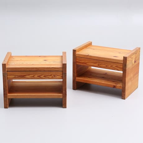 BEDSIDE TABLES, a pair, pine, 1970s.