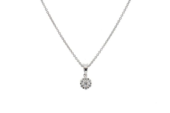 18 kt. White gold - Necklace with pendant - 0.06 ct Diamonds