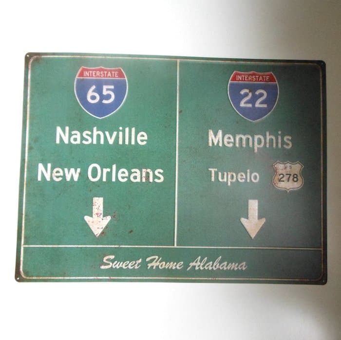 Road/traffic sign - Nashville-Memphis - sheet metal