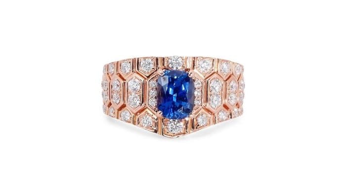 Ring - 14 kt. Rose gold - 2.65ct. tw. Sapphire - Diamond