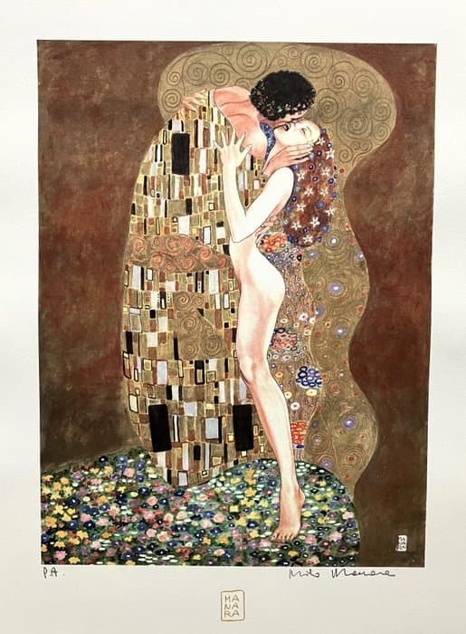 Milo Manara - Print - Girls on Cover - signierter „Der Kuss“ Hommage an Gustav Klimt - 2013