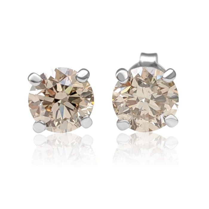 Earrings - 14 kt. White gold - 1.83ct. tw. Yellow Diamond (Natural coloured) - IGI