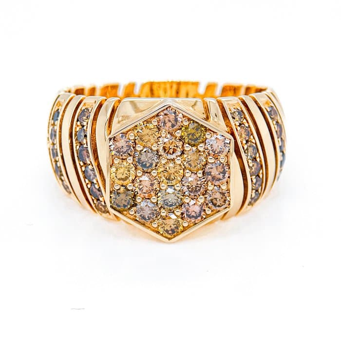 Ring - 14 kt. Yellow gold - 1.43ct. tw. Brown Diamond (Natural coloured) - IGI Certified