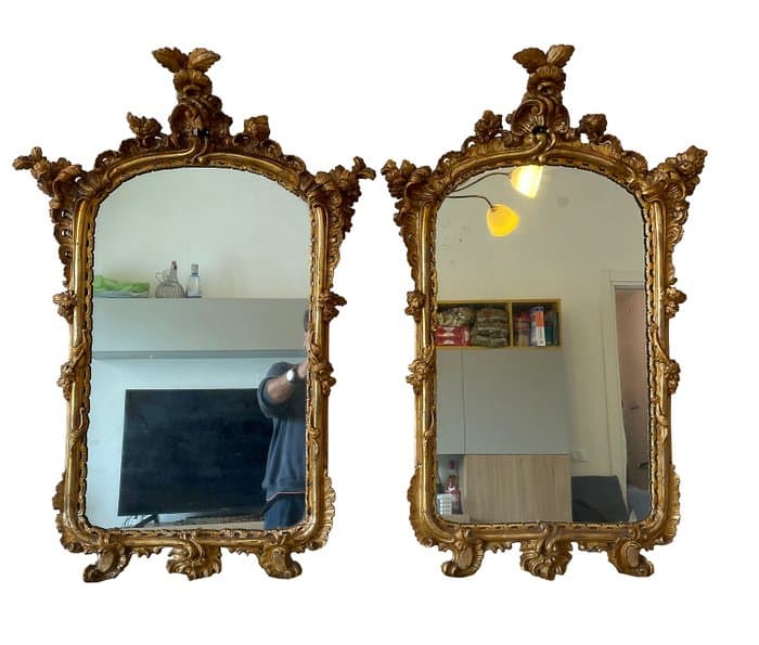 Wall mirror - "Pair of Louis XV Mirrors Naples"
