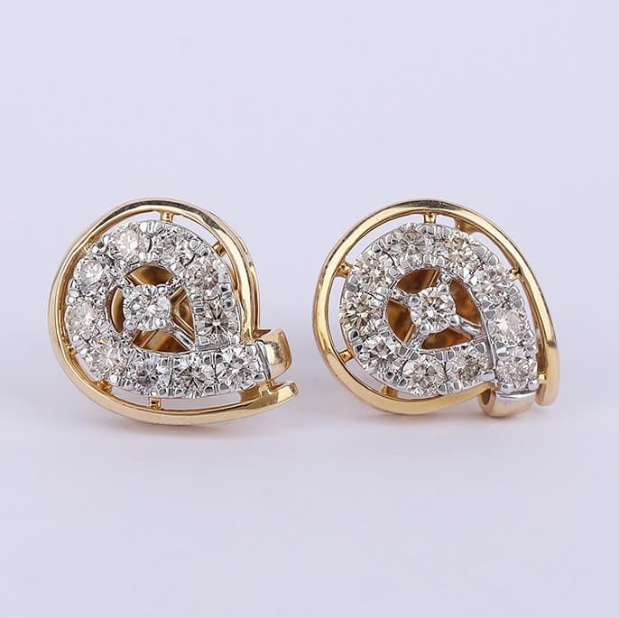 Stud earrings - 14 kt. Yellow gold - 1.31ct. tw. Diamond (Natural) - Gold Diamond Earrings