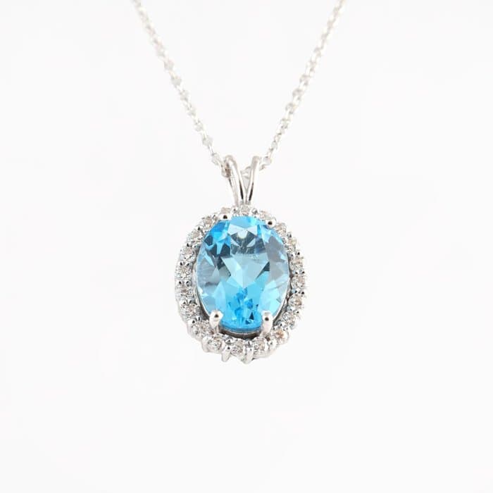 Necklace - 18 kt. White gold - 1.78ct. tw. Topaz - Diamond