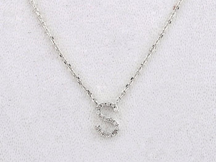 Necklace with pendant - 14 kt. White gold - 0.07ct. tw. Diamond (Natural)