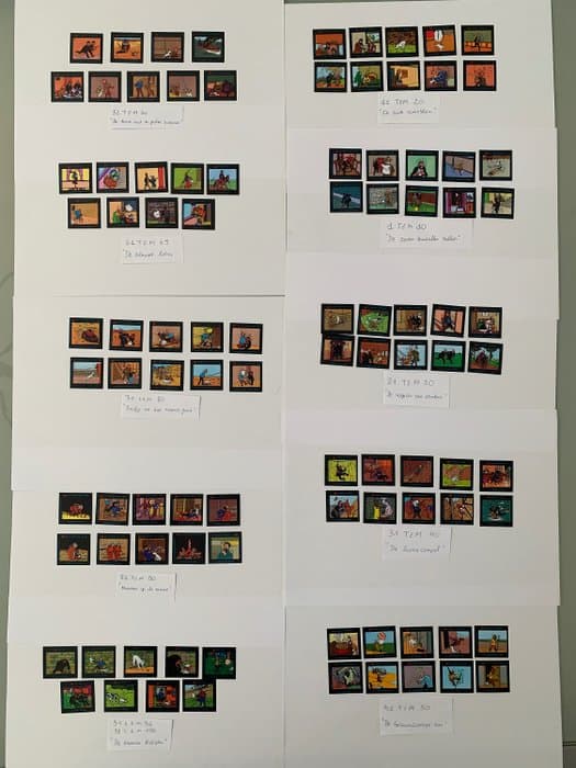 Kuifje - 97 slides - 97x dia's Rizla Bubble gum - (jaren 60)