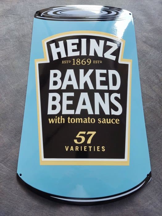 Heinz Baked Beans enamel sign Emailschild Emailleschild Schild - Advertising sign - Enamel