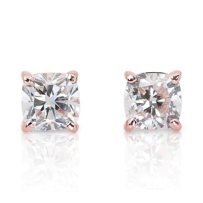 Earrings - 14 kt. Rose gold - 1.60ct. tw. Diamond (Natural) - Real Brilliant Cut