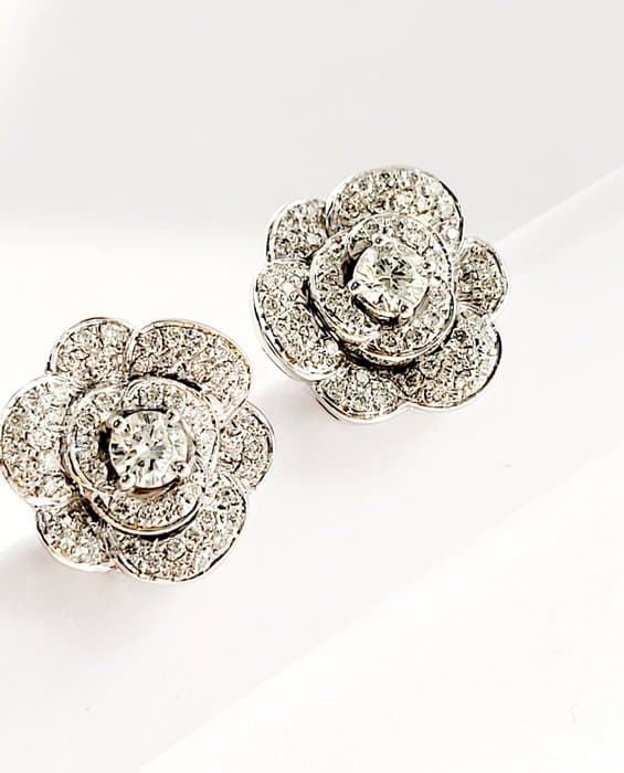 Earrings - 18 kt. White gold - 2.83ct. tw. Diamond (Natural) - Diamond