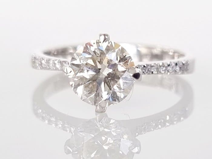 Engagement ring - 14 kt. White gold - 1.42ct. tw. Diamond (Natural)