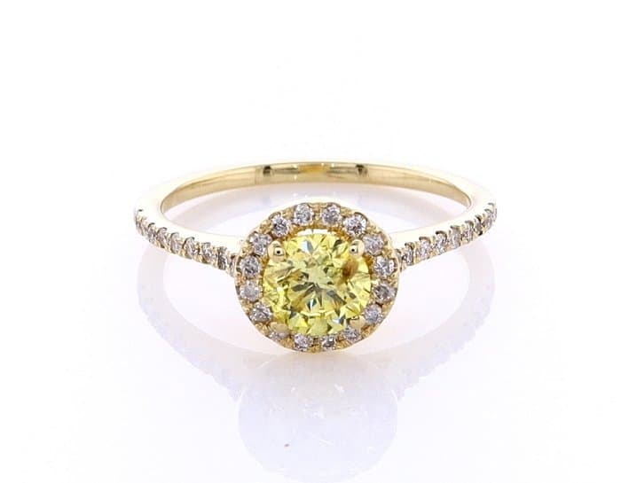 Ring - 14 kt. Yellow gold - 0.86ct. tw. Diamond (Natural coloured) - Diamond