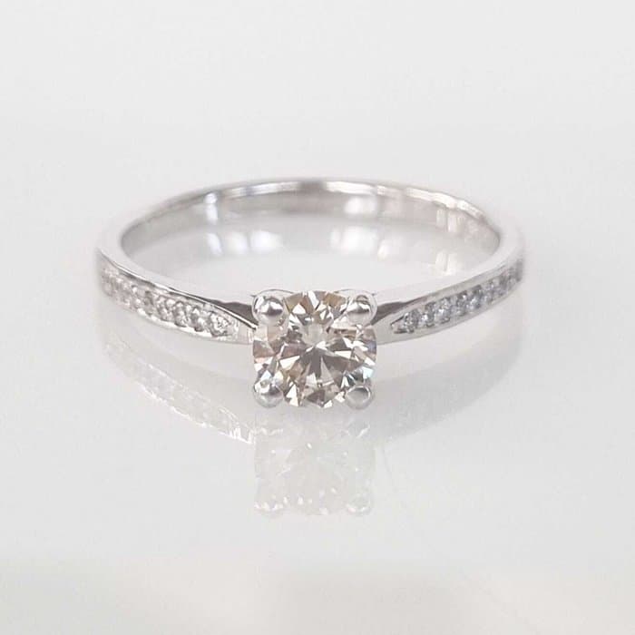 Engagement ring - 14 kt. White gold - 0.49ct. tw. Diamond (Natural)