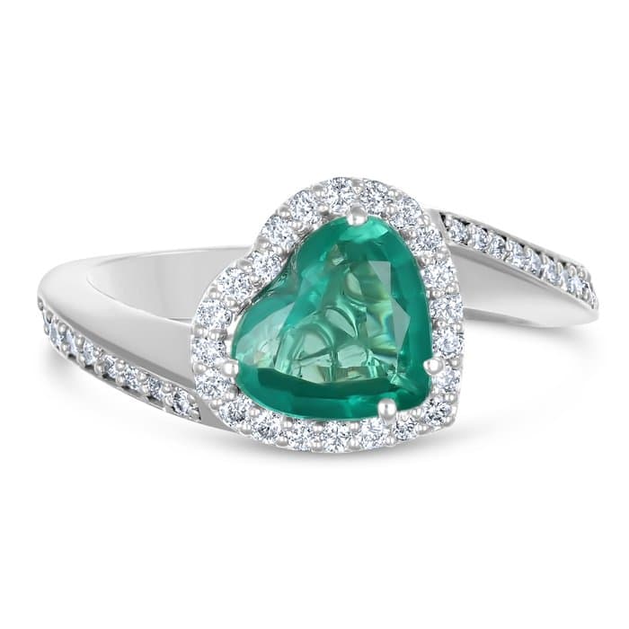 Ring - 18 kt. White gold - 1.90ct. tw. Emerald - Diamond