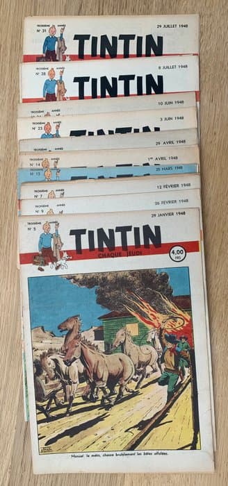 4 Magazines Tintin (non parus en France) - 1948