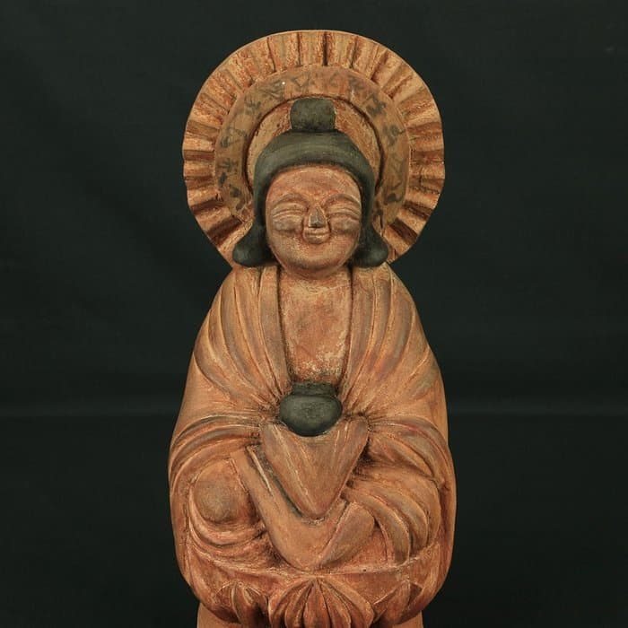 Yakushi Nyorai 薬師如来 Wood Carving Buddhism Statue Sculpture with Box - Statue Wood - Mokujiki 木喰 (1718-1810) - Japan - Late Edo period (No Reserve Price)