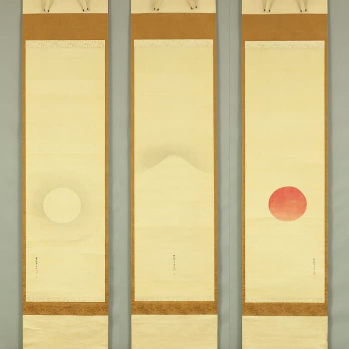 Mt Fuji Rising Sun Moon with Box - Kano Eigaku 狩野永岳 (1790-1867) - Japan - Late Edo period