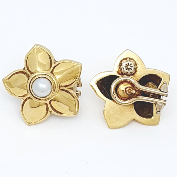 Earrings - 18 kt. Yellow gold Pearl