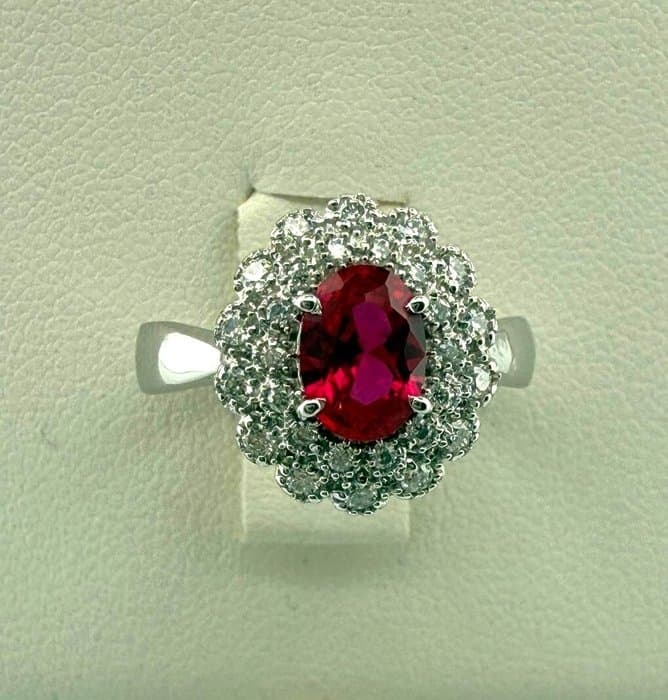 Ring - 18 kt. White gold - 2.00ct. tw. Ruby - Diamond