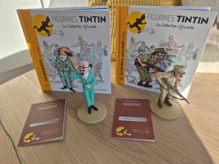 Tintin - 2 Figurines of General Alcazar & Professor Tryphon Tournesol - Moulinsart