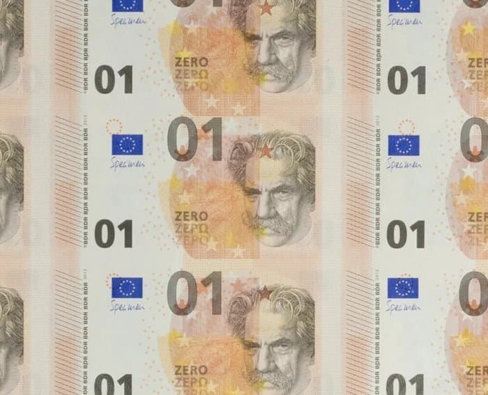 Europäische Union. - 54 x 0 Euro - Test notes - Full uncut sheet - printed by Bundesdruckerei (Ohne mindestpreis)