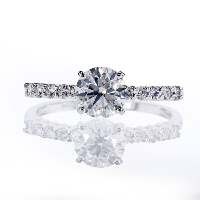 Engagement ring - 14 kt. White gold - 1.26ct. tw. Diamond (Natural) - Diamond