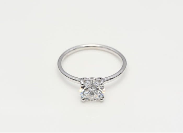 Ring - 14 kt. White gold - 1.08ct. tw. Diamond (Lab-grown) - Round F-VVS2