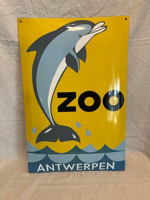 Enamel sign - Antwerp Zoo - Dolphin - Enamel