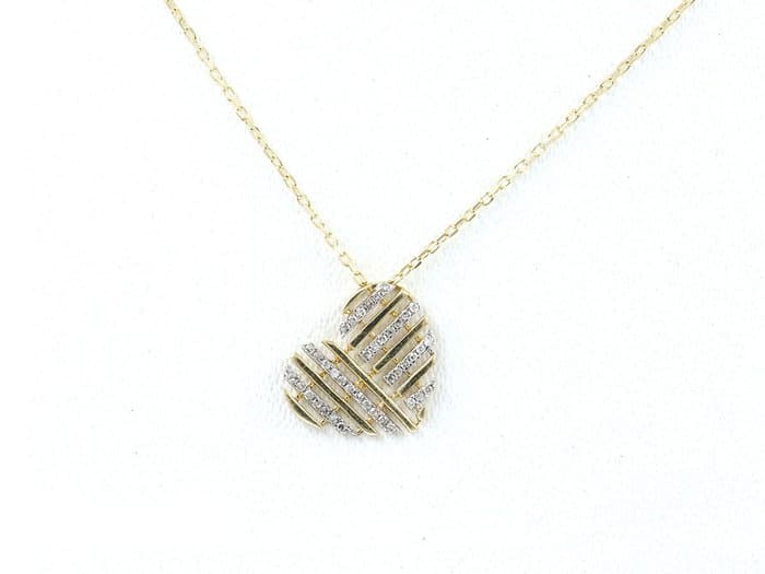 Necklace with pendant - 14 kt. Yellow gold - 0.10ct. tw. Diamond (Natural)