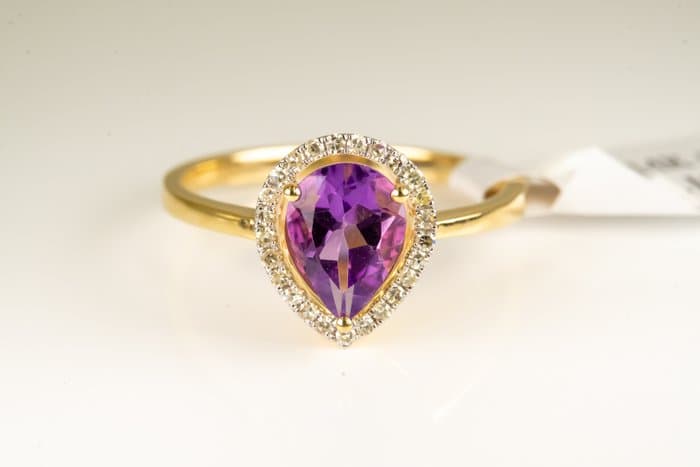 Ring - 14 kt. Yellow gold Amethyst - Diamond