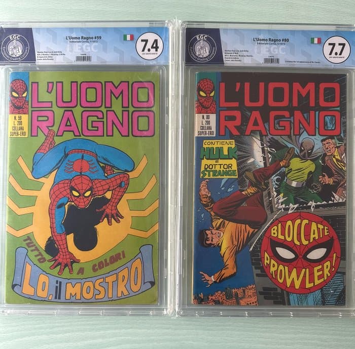Uomo Ragno nn. 59, 80 - Editoriale Corno - 2 Graded comic - First edition - 1972/1973