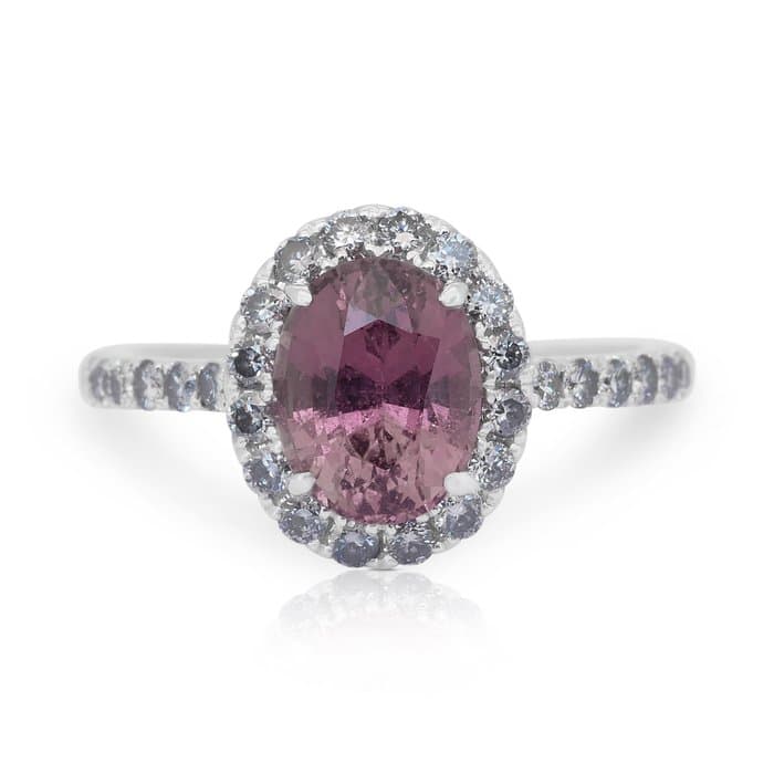 Ring - 18 kt. White gold - 2.36ct. tw. Sapphire padparadscha - Diamond - Stunning Ring - Rare Gem