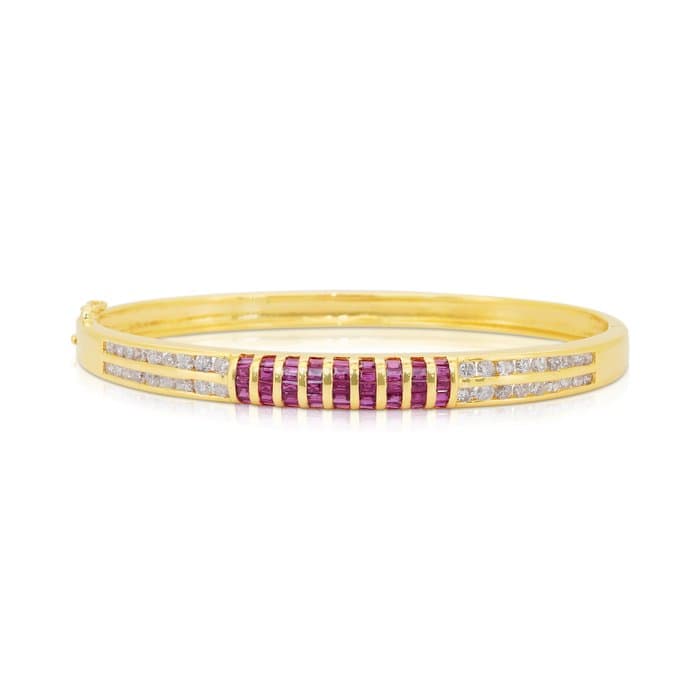 Bracelet - 18 kt. Yellow gold - 2.96ct. tw. Ruby - Diamond - Mesmerizing Bracelet