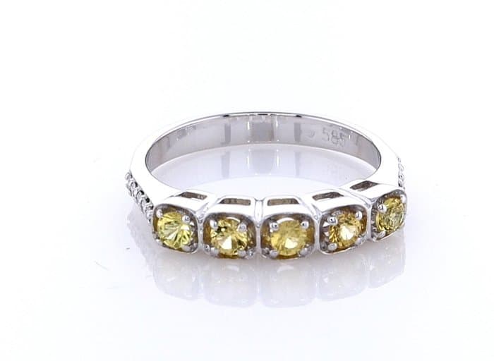 Ring - 14 kt. White gold - 0.51ct. tw. Sapphire - Diamond