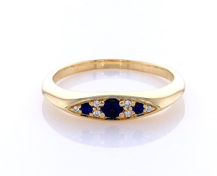 Ring - 14 kt. Yellow gold - 0.15ct. tw. Sapphire - Diamond