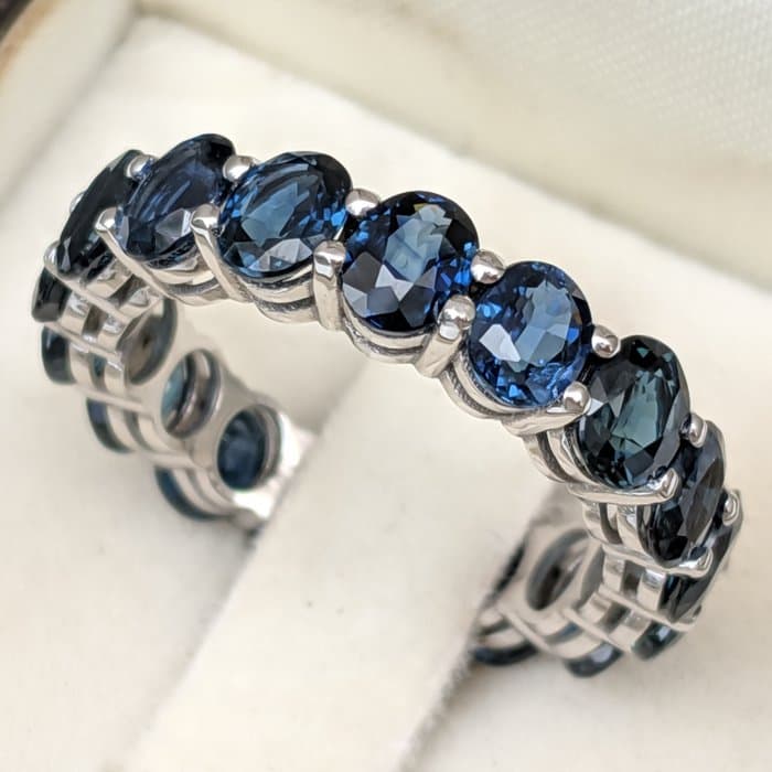 Ring - 14 kt. White gold - 6.57ct. tw. Sapphire - IGI