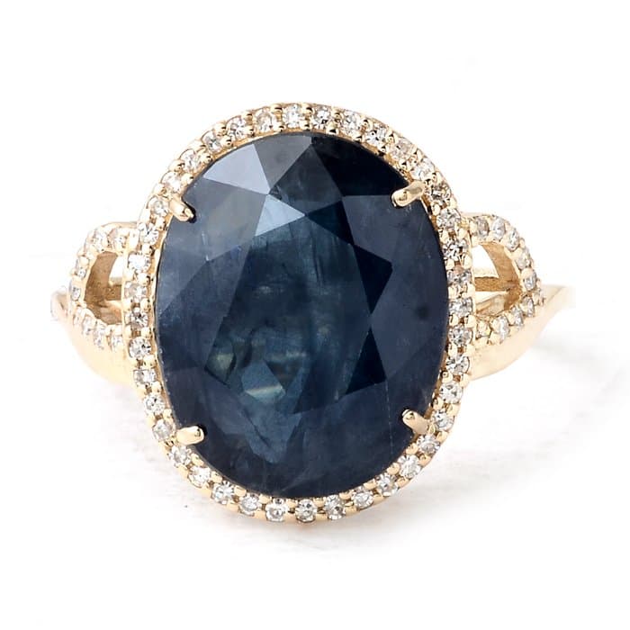 Ring - 14 kt. Yellow gold - 7.48ct. tw. Sapphire - Diamond