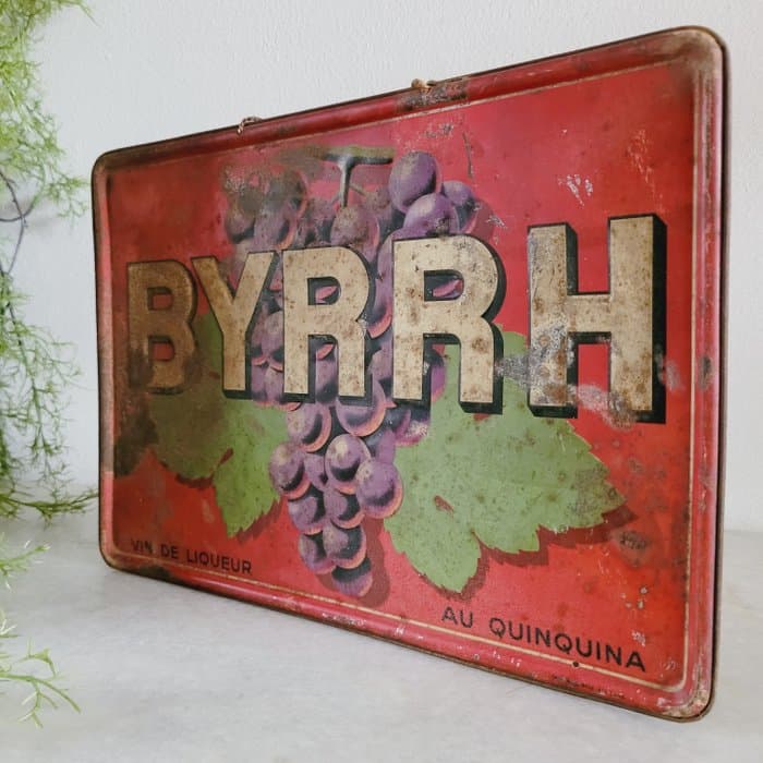 Byrrh Likeurwijn, Reclamebord, Taxe Payéé Brux, 1947 - Sign - Metaal
