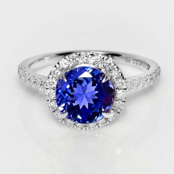 Ring - 14 kt. White gold, IGI 2.83 ct Intense Lavender - 3.28ct. tw. Tanzanite - Diamond