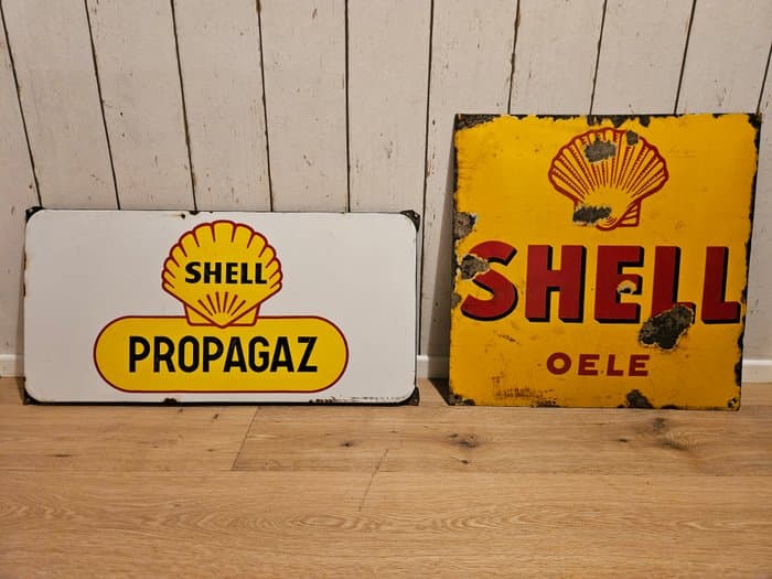 !!! Shell Oele und Shell Propagaz Emailschilder, Originale aus den 1930er/1960er!!!!! - Enamel sign (2) - Enamel