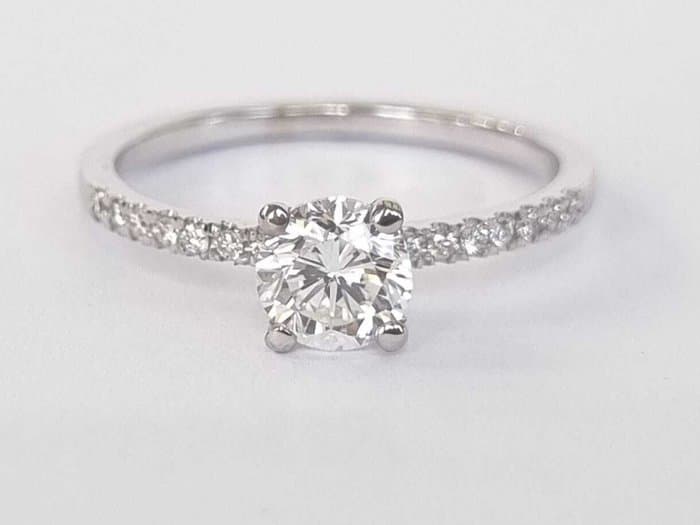 Engagement ring - 14 kt. White gold - 0.83ct. tw. Diamond (Natural) - Diamond